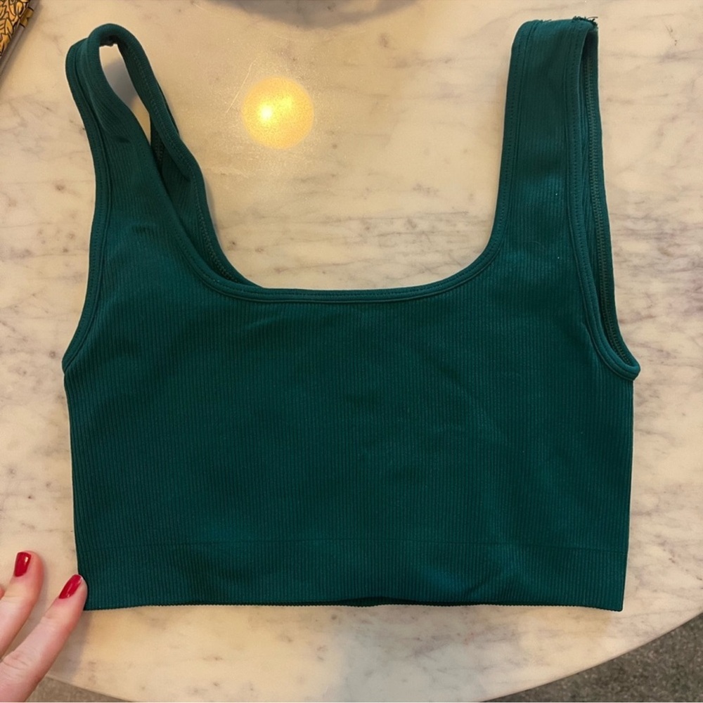SET Active Forest Green Ribbed Sports Bra & High-Waist Leggings Set - Picture 5 of 9